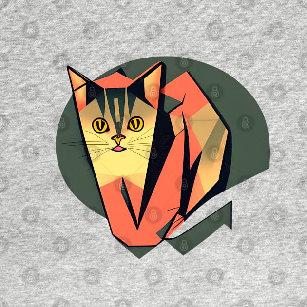 Geometric Cat abstract and colorful vintage tones by GraphGeek